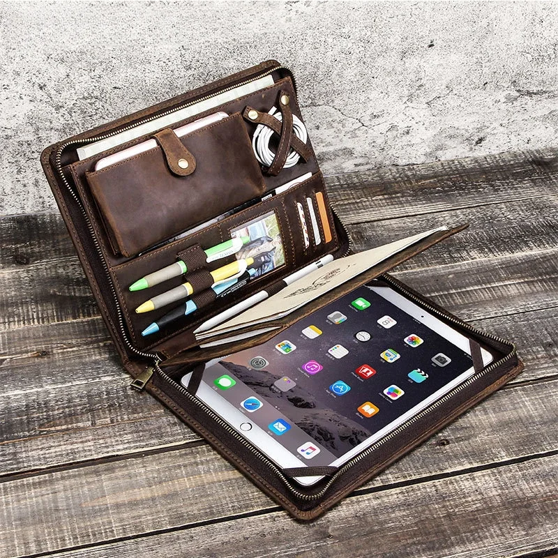 Tech Accessories Tablet - Leren tabletopbergtas voor Apple iPad met