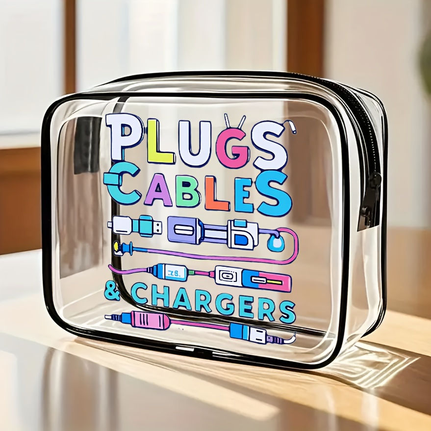 Tech Accessories Organizer Pouch - 1 stuk grote, transparante kabelopbergtas, reistas