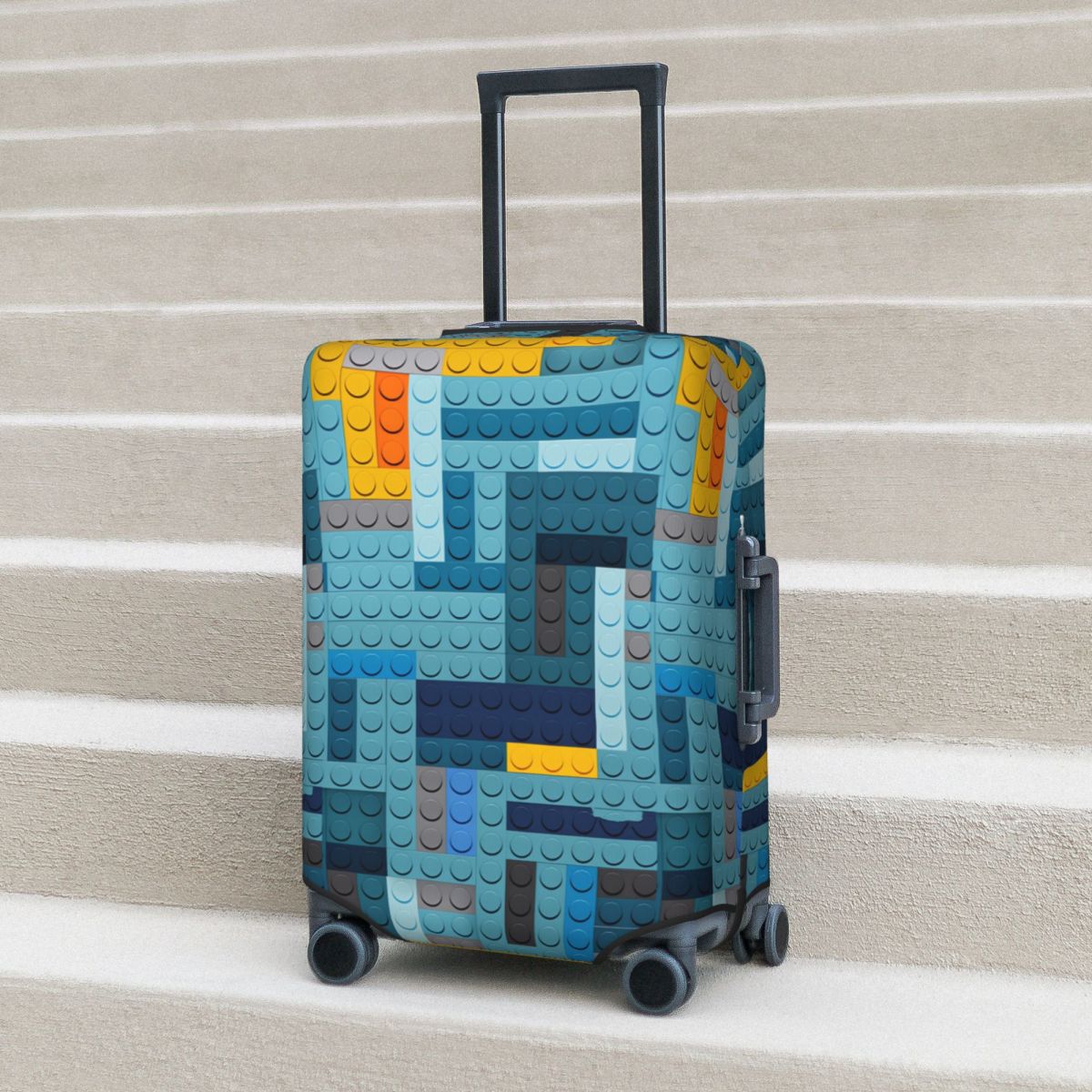 Tech Accessories Travel - Blue Tech Pixel Bouwstenen Textuur Kofferhoes