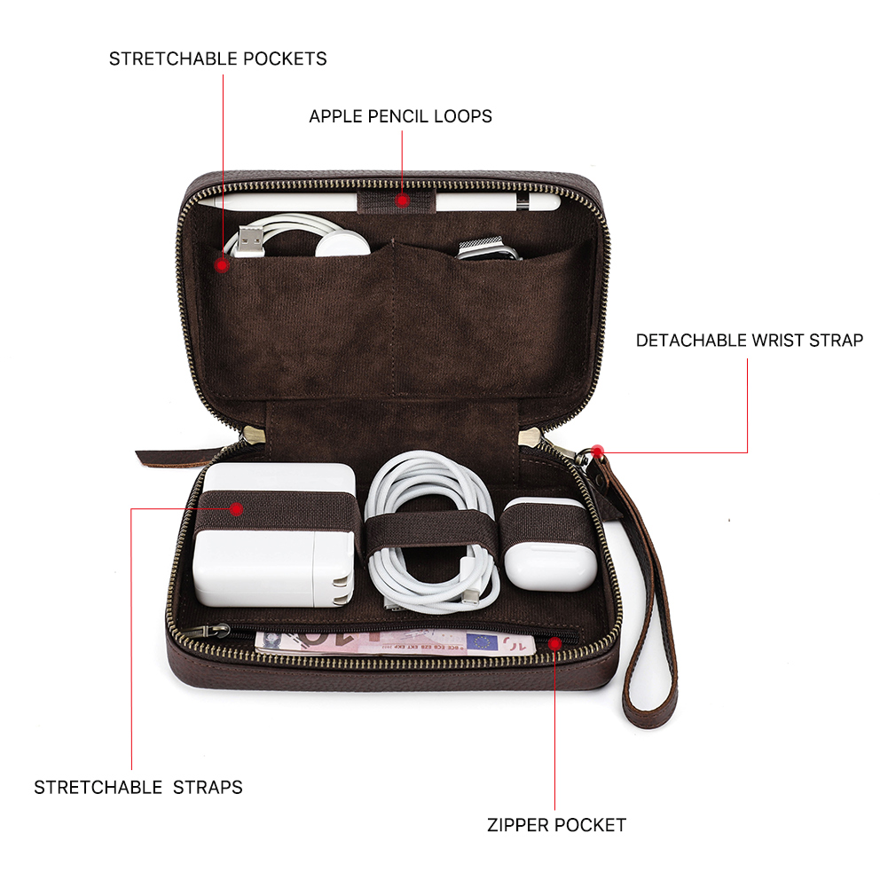 Lederen Draagbare Usb Datakabe - Tech Accessories Case recensie en prijs